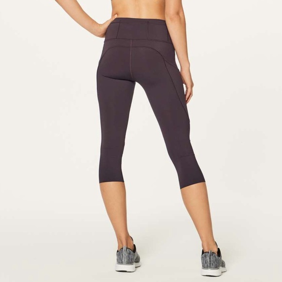 Lululemon ‘Fast Free’ Crop II *Nulux 19" Pelt Women’s Size 4 Pockets Gym - Picture 2 of 13